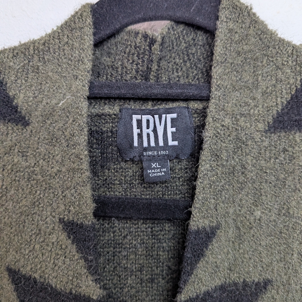 FRYE AND CO. Olive Green and Black Aztec Knit Cardigan - Picture 2 of 5